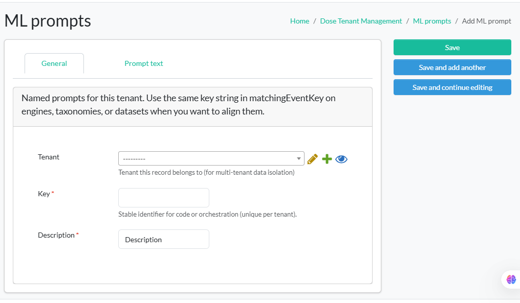 Django admin form for an ML prompt